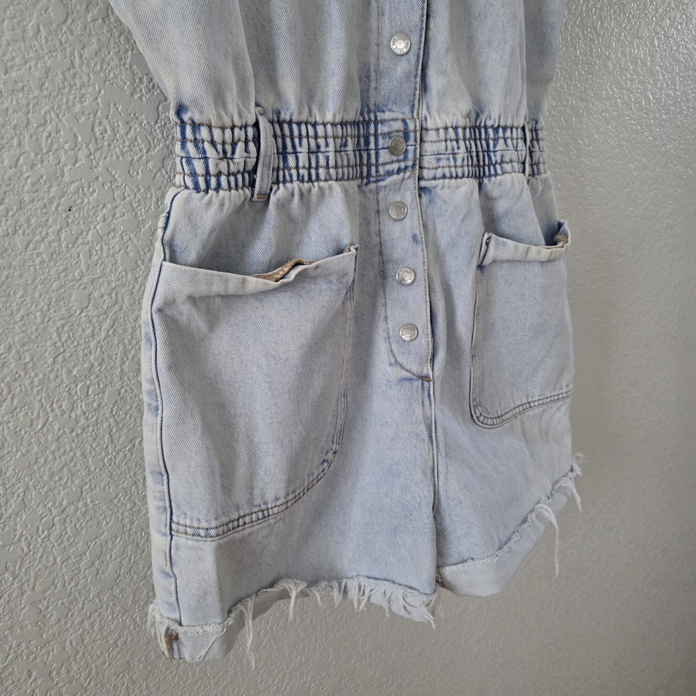 Zara Denim Overalls Romper Light Blue wash M - Picture 8 of 14